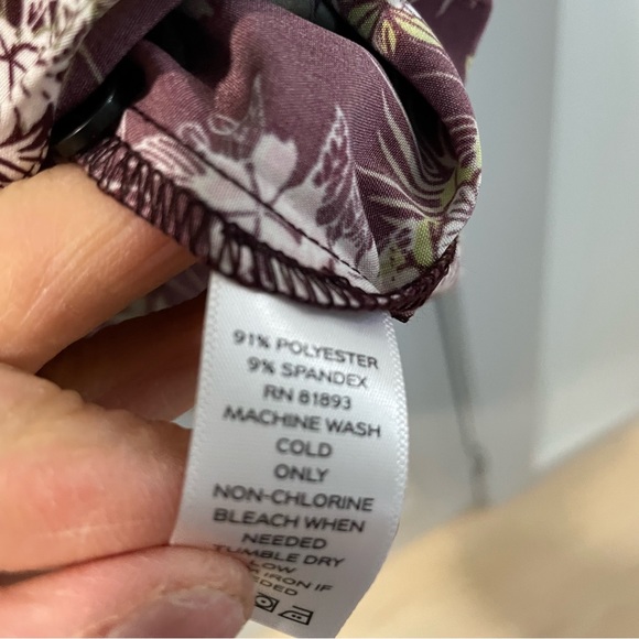 Denim and Company Blouse Floral Long Sleeve Like New 1X Brown Green White - Picture 8 of 9